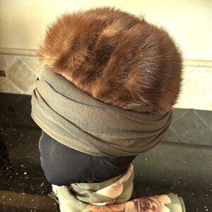 Vintage Wool Felt & Mink hat - Henry Pollack Norm De Plume  Jean Arlett
